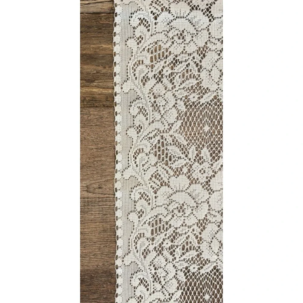 VTG 90s Ivory Rose Lace Curtain 2 Panels - Different Lengths Granny Cottagecore